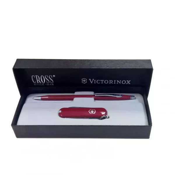 Подарунковий набір ніж Victorinox і ручка CROSS Червоний (4.4401)