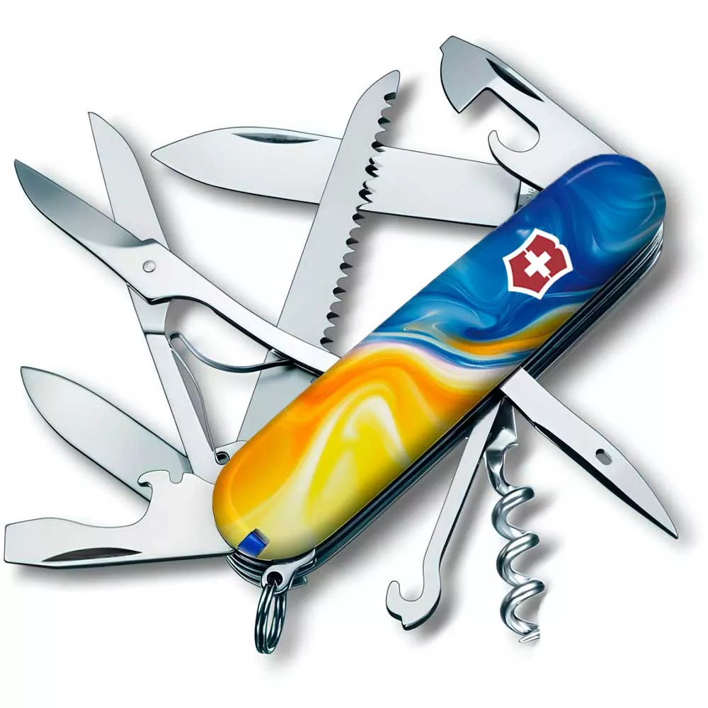 Складаний ніж Victorinox Huntsman Ukraine 91 мм 16 функцій Жовто-синій (1.3713.7_T3250pw)