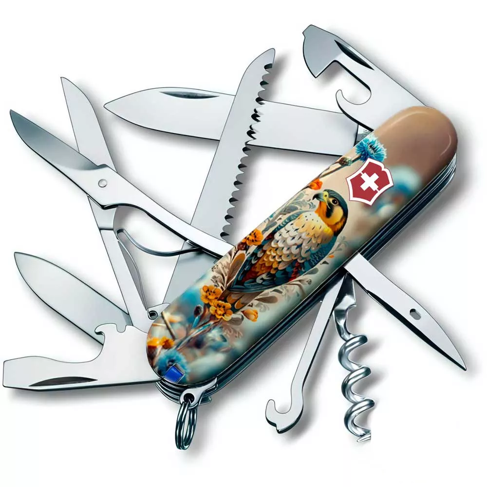 Складаний ніж Victorinox Huntsman Ukraine 91 мм 16 функцій Благородний Сокіл (1.3713.7_T3260pw)