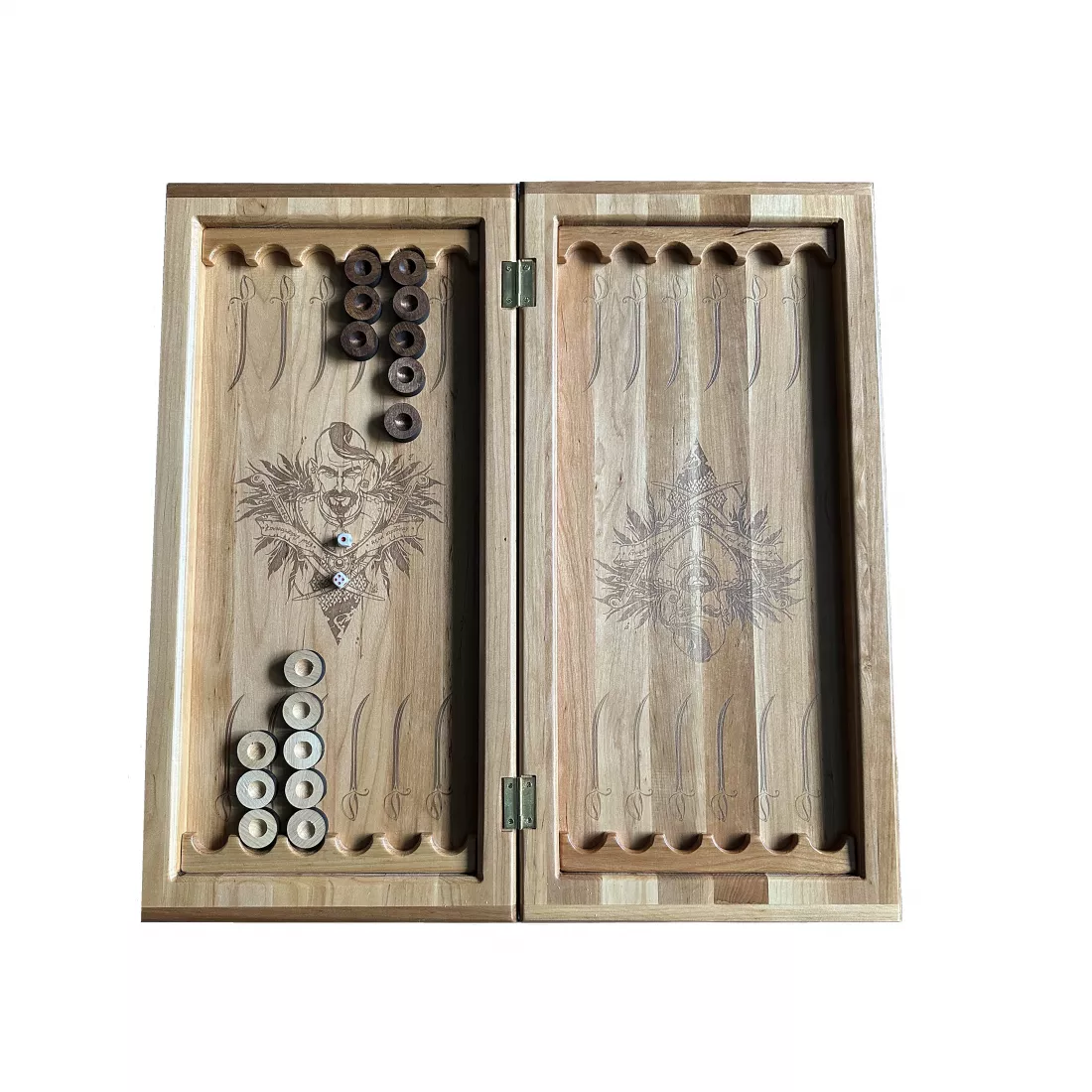 Нарди  "Запорізька Січ" цільний масив дерева, осередки, фішки дерево 57х28х5,8 см  (K211125)