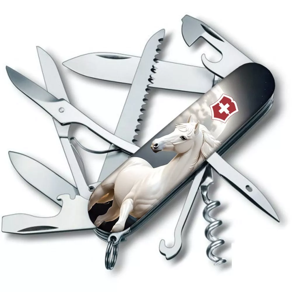 Лімітований складаний ніж 91мм Victorinox Huntsman Zodiac Магічний кінь15 функцій 4 шари Сірий глянцевий (1.3713.3_Z5280pk)