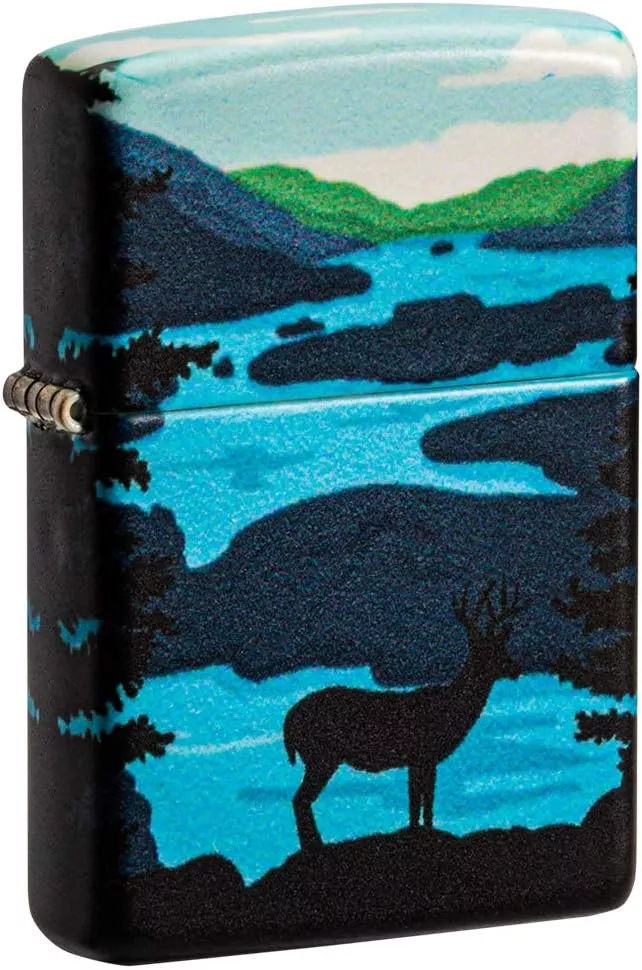 Запальничка бензинова Zippo Deer Landscape 540 Color Process Picturesque Scenic Design  Чорний (49483)