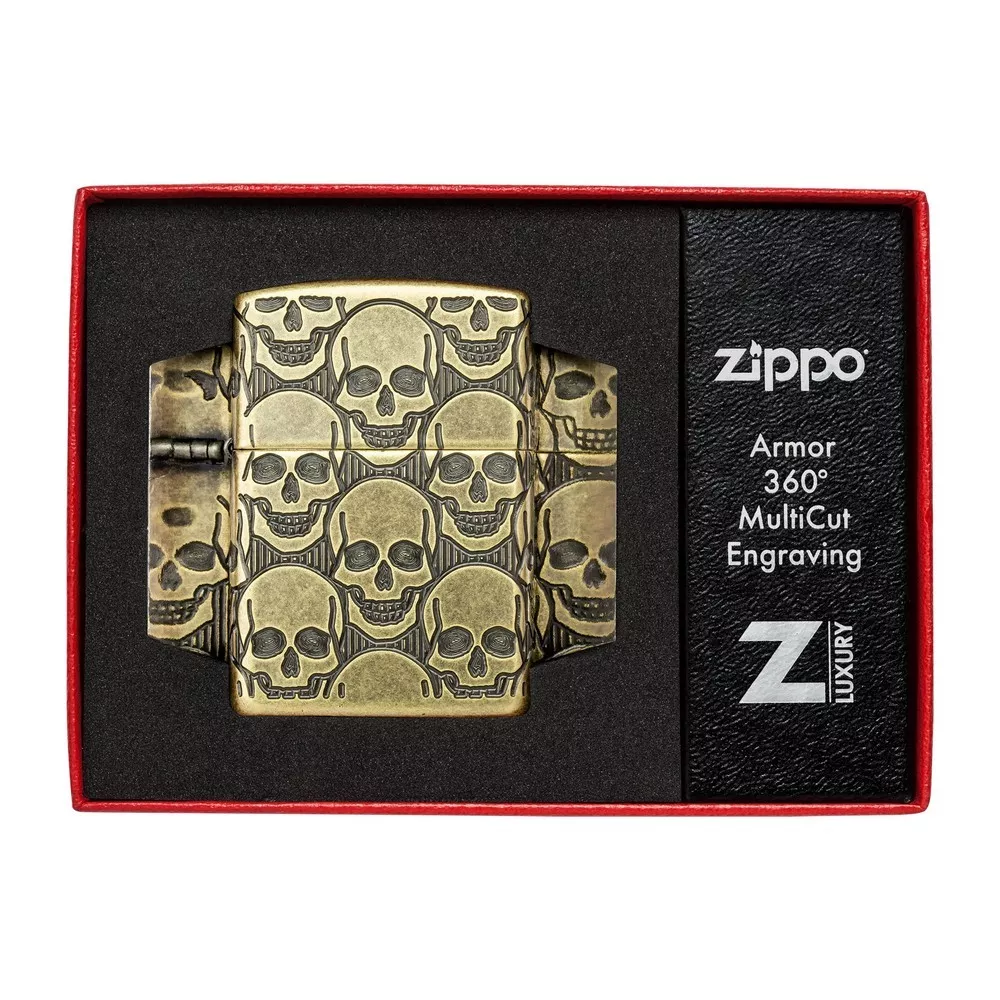 Запальничка армована бензинова Zippo Armor® MultiCut Photo Image 360 ​​Cackling Cranium Design антична латунь (46302)