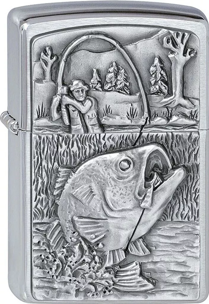 Запальничка бензинова Zippo Bass Fish 3D Brushed Chrome Емблема, хром (2000407)