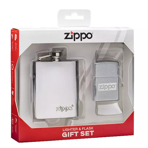 Набір фляга 90 мл (3 OZ) з запальничкою ZIPPO 3 oz полірований хром (49358)