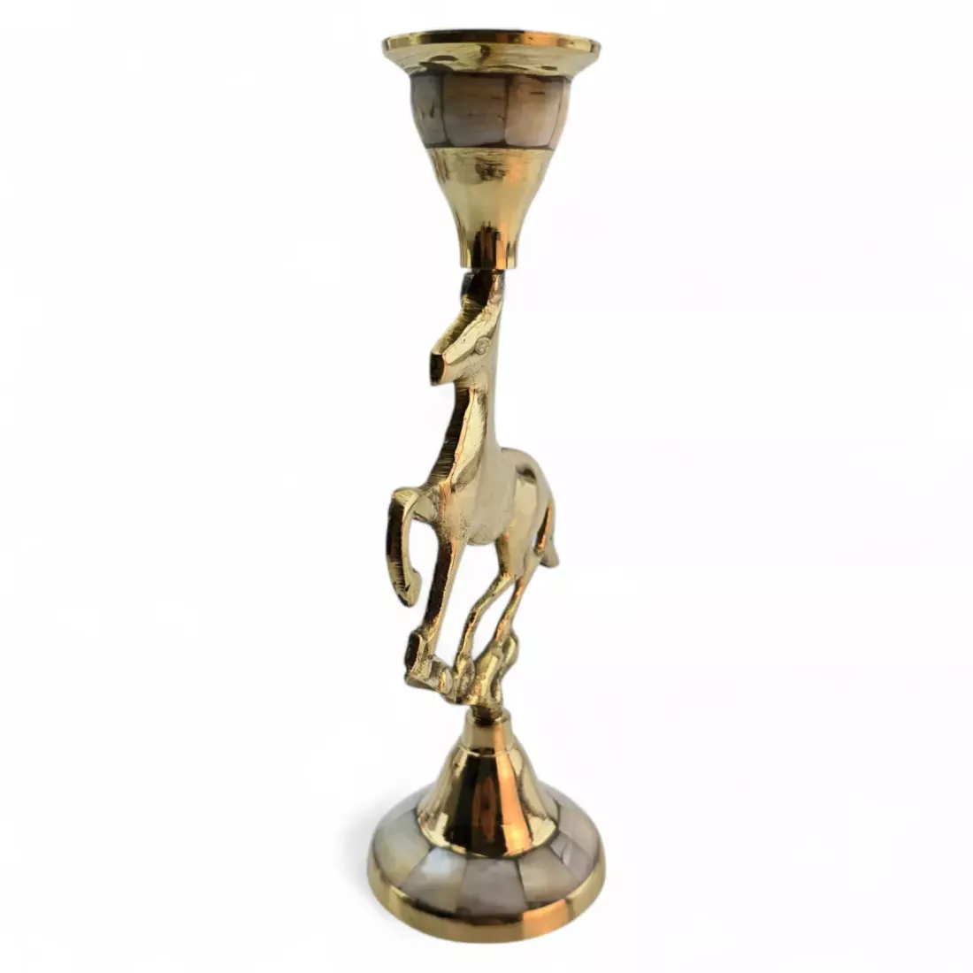Підсвічник латунний с перламутром "Кінь" H-17 см розбірний, золотистий (DN24702N)